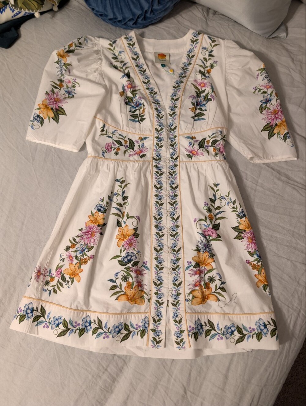 NWT FARM Rio Sweet Bloom Dreamscape Organic Cotton Mini Dress Medium M